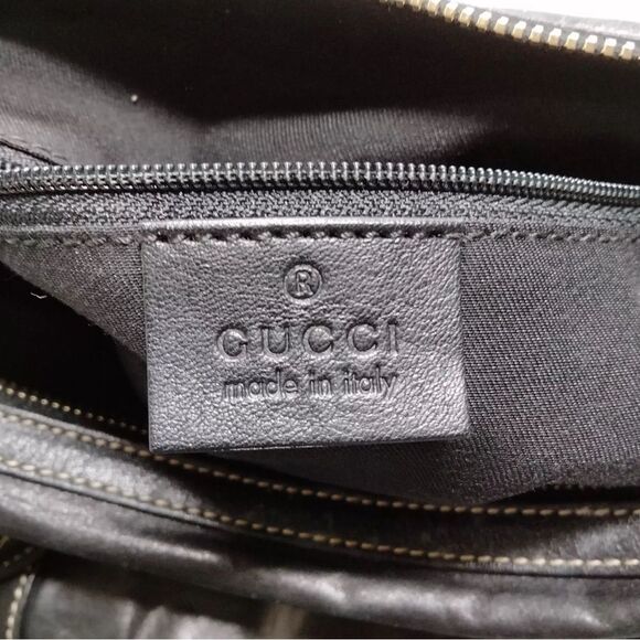 Auth Gucci Black Polished Leather Duchessa Boston Duffel Bag - Picture 8 of 9